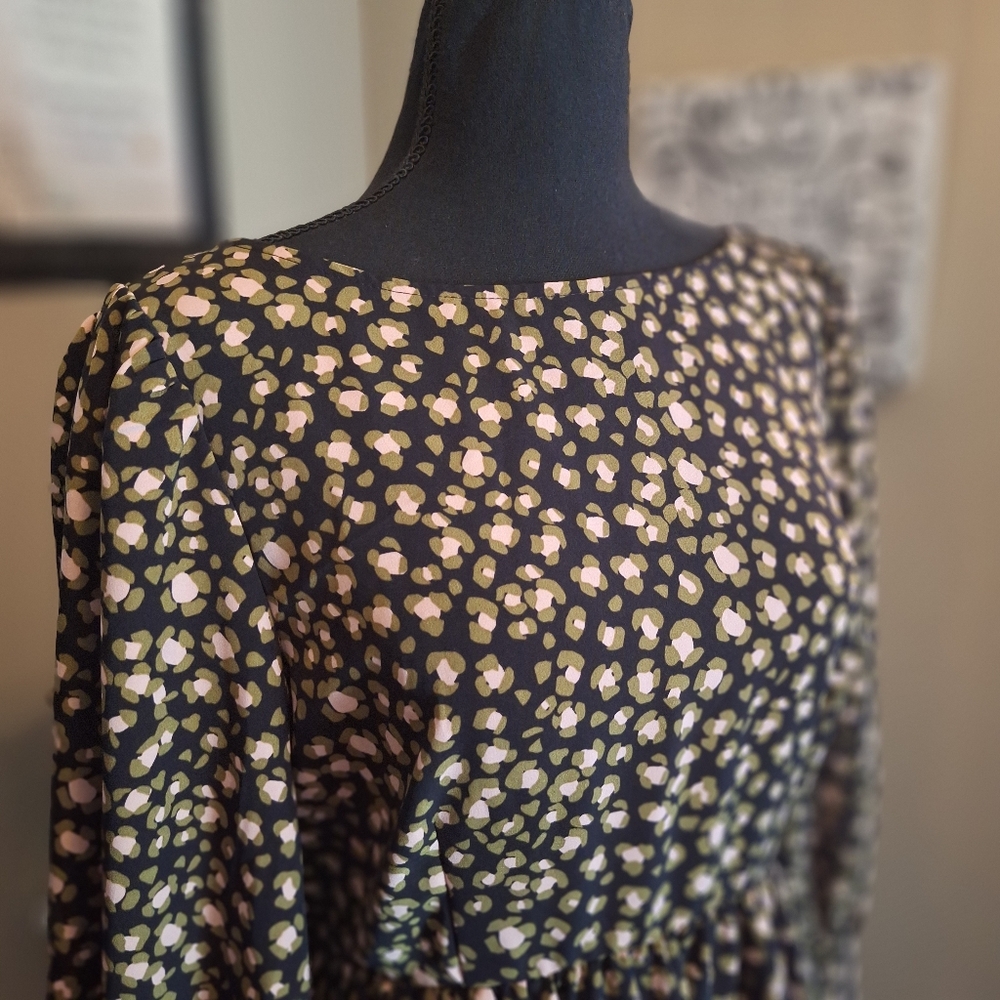 Who What Wear Leopard Maxi Cottagecore Scoop Back Dress Small - Picture 7 of 16
